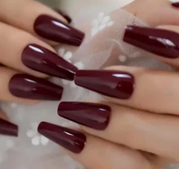 Solid Burgundy Nails