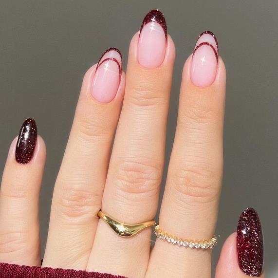 Burgundy French Tips