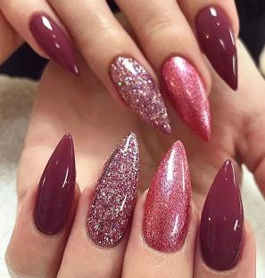 Burgundy & Holographic Glitter