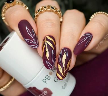 Matte Burgundy with Gold Leaf