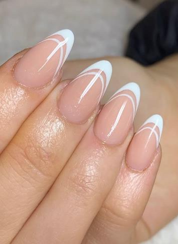 Double French Almond Nails