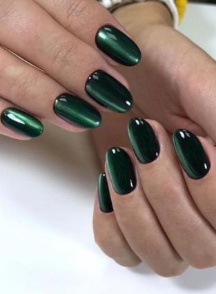Green Velvet Almond Nails