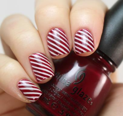 Burgundy Candy Cane Stripes