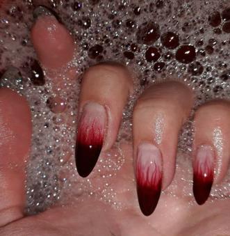 Burgundy & Icicle Drip Nails