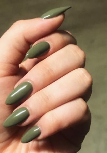 Olive Green Almond Nails