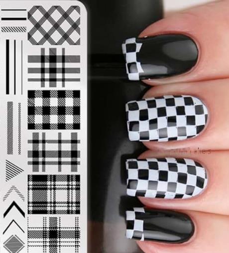 Checkerboard Nails in Fall Shades