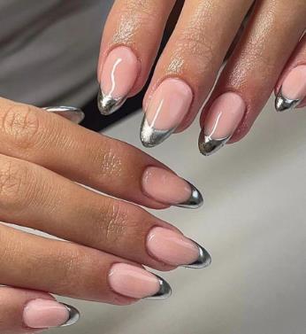 Chrome French Almond Nails