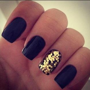 Glittery Black French Tips