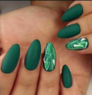 Green Velvet Almond Nails