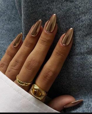 Brown Chrome Nails