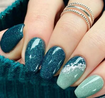 Deep Teal short fall nails