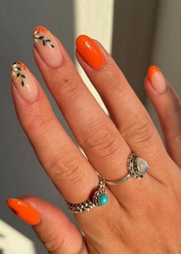 Pumpkin Orange Almond Nails