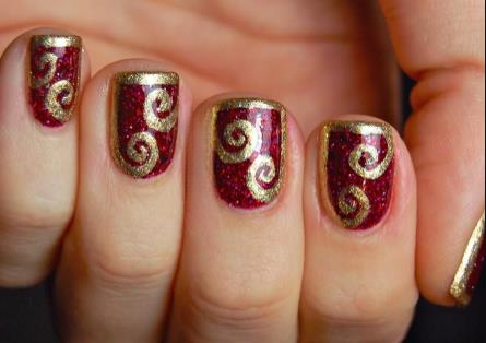Burgundy & Nude Swirls