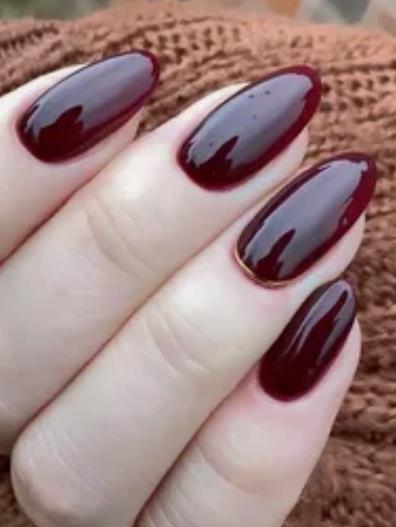 Burgundy Almond Nails
