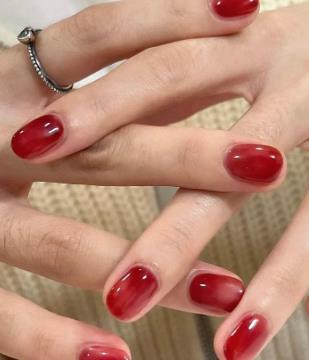 Burgundy Jelly Nails