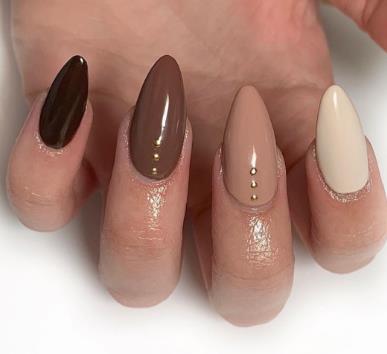 Dark Brown & Nude Nails