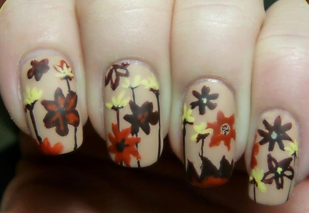 Cinnamon Floral Nails
