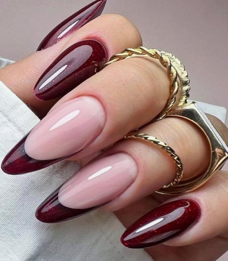Burgundy with French Tips