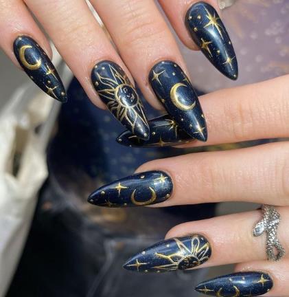 Black Celestial Nails