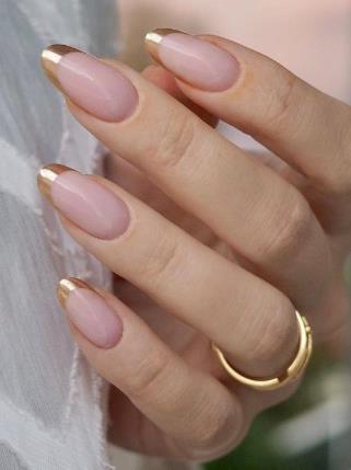 Taupe & Gold French Tips