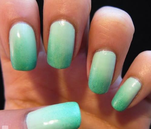 Seafoam Green Ombré beach nails