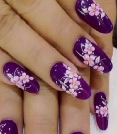 Purple Floral Prints Purple nail ideas