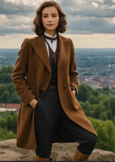 Brown Coat with Plaid Pants Dark Academia Outfits