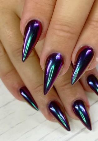 Purple Chrome Nails