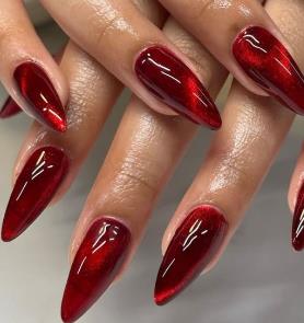 Cherry Red Glass Nails