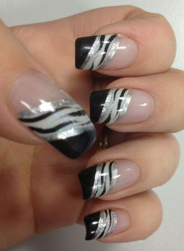 Abstract French With Silver Swirls