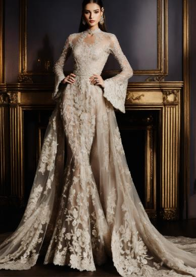 The Regal Crystal Cape Dress