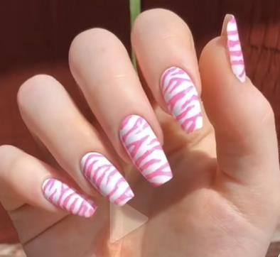 Zebra Print Pink Nails