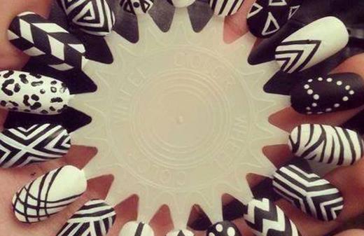 Mixed Media Textures black and white nails
