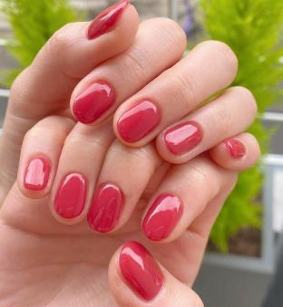 Light Cherry Red Sheer Nails