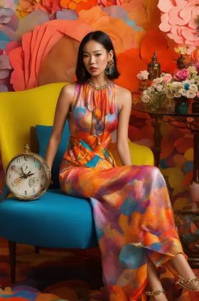 Psychedelic Print A-Line Dress