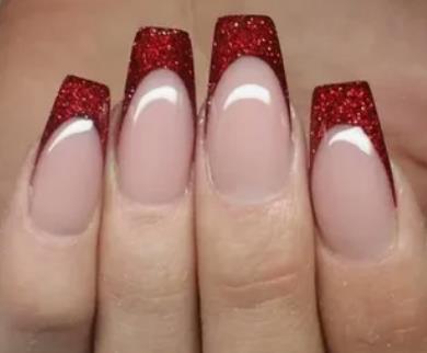 French Tips with Glitter Edging