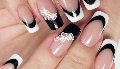Abstract Reverse French Tips black and white nails