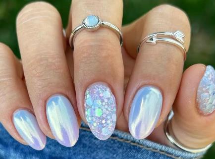 Light Blue Chrome Nails