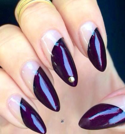 Negative Space Nail Design purple fall nails