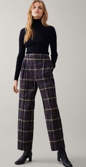 Knit Top with Checked Trousers