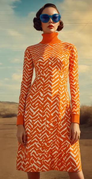 Orange Ruffled Midi Dress