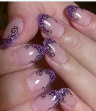 Purple Swirl Tips purple fall nails