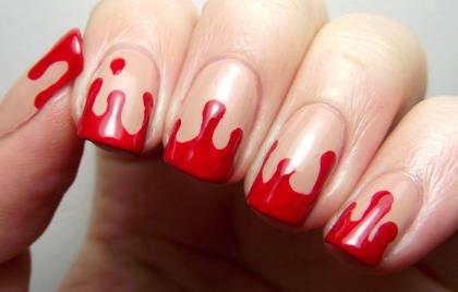 Cherry Red Drip Nails
