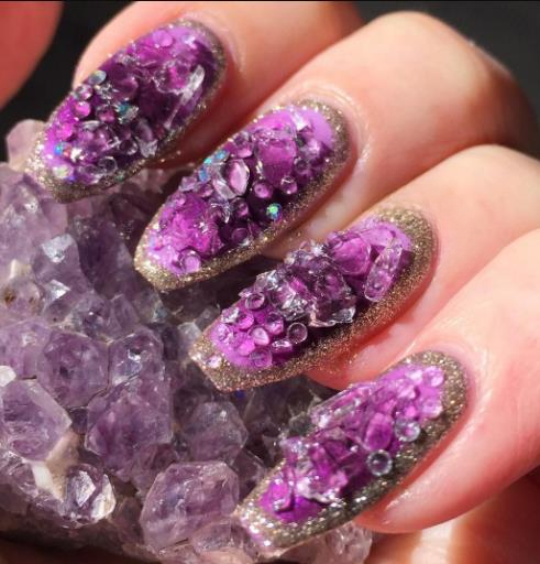 Purple Gemstone Accents purple fall nails