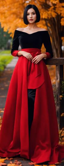 Black and Red Off-Shoulder Dress