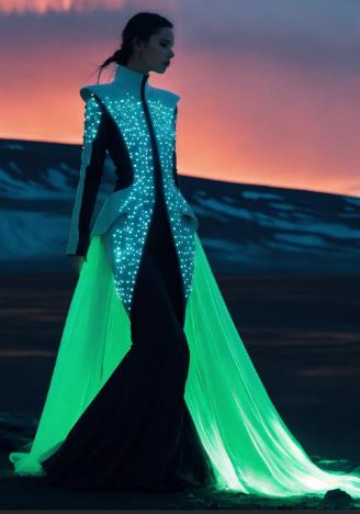 LED-Embedded Gown with Motion Sensors avant-garde dress to impress