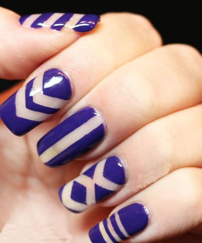 Negative Space Art Purple nail ideas