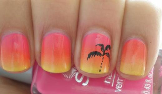 Tropical Sunset Ombre beach nails