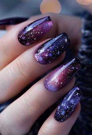 Celestial Purple Nails