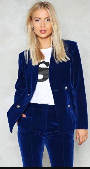 Velvet Blazer with High-Waisted Wool Culottes